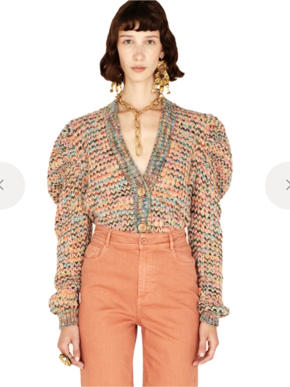 Ulla Johnson Fiora Rainbow Puff Sleeve Mohair Wool Cardigan Sweater M - Picture 13 of 16